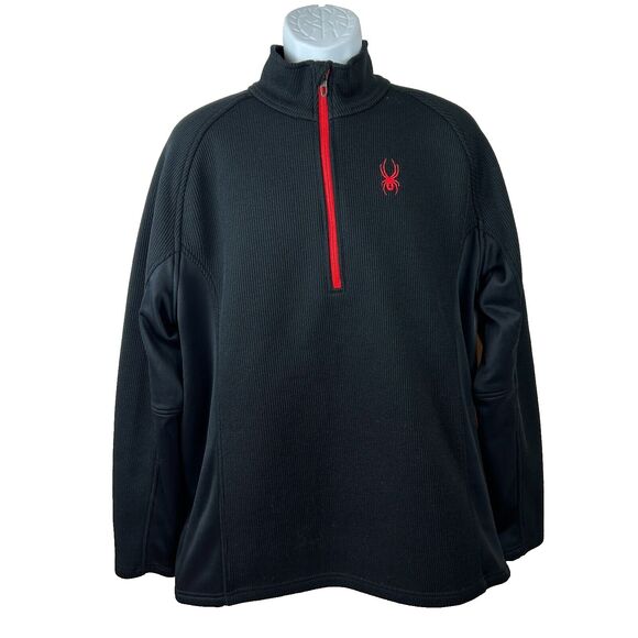 Spyder Black + Red Half Zip Waffle Weave Jacket Size XL - Picture 1 of 15
